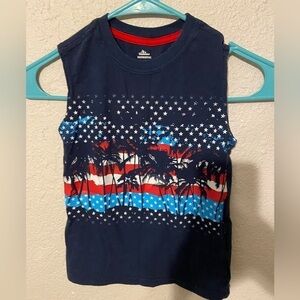 Patriotic red white and blue American flag stripes tank top Xsmall 4-5